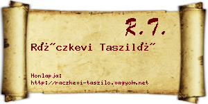 Ráczkevi Tasziló névjegykártya